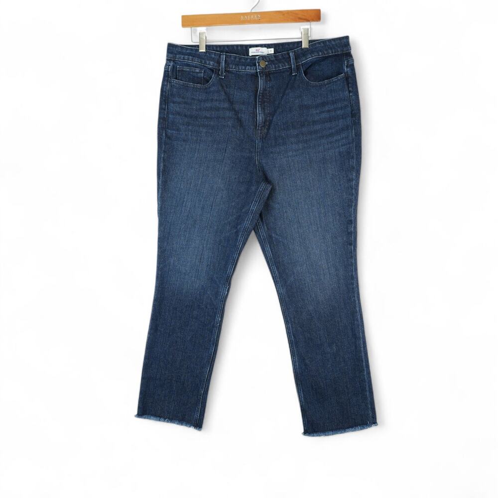 Vineyard Vines Jeans Womens 33 Fits 37x28 High Rise Straight Crop Raw Hem Mom